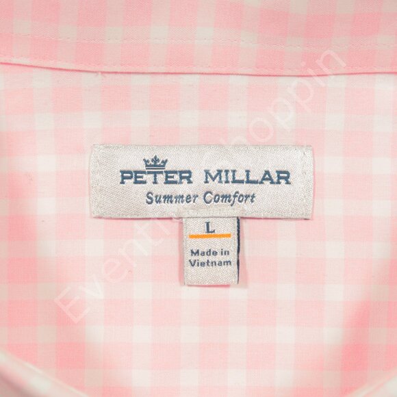 Peter Millar Shirt Mens L Pink Summer Comfort Plaid Natural Touch Winston - Picture 4 of 6